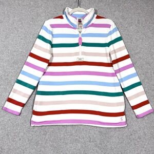 Joules Top Womens 6 Pip Striped‎ Sweatshirt Cream Multi Zip Pullover Mock Neck